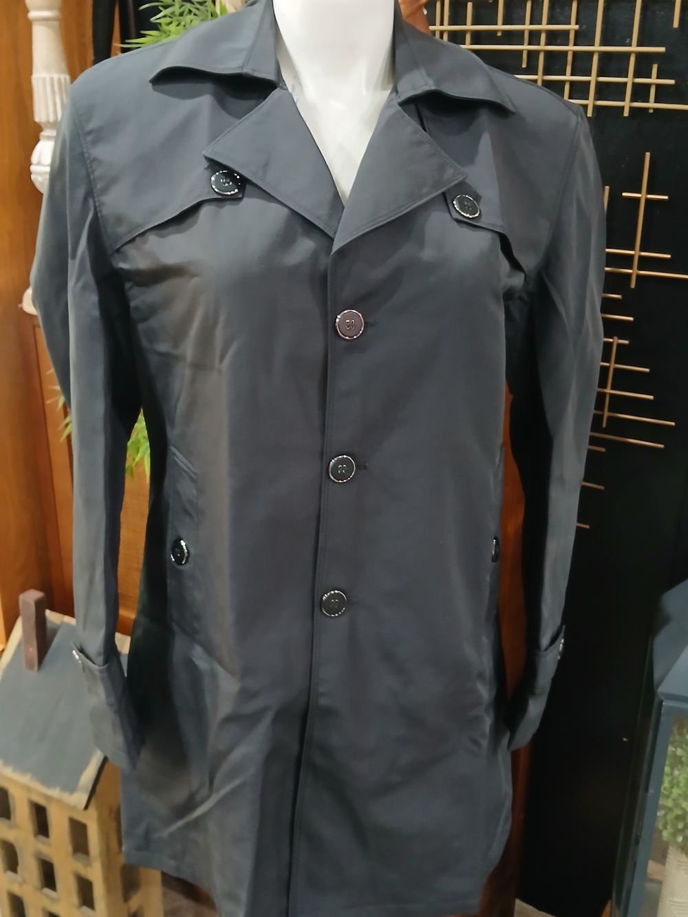 Men's Black Single-Breasted Trench Coat